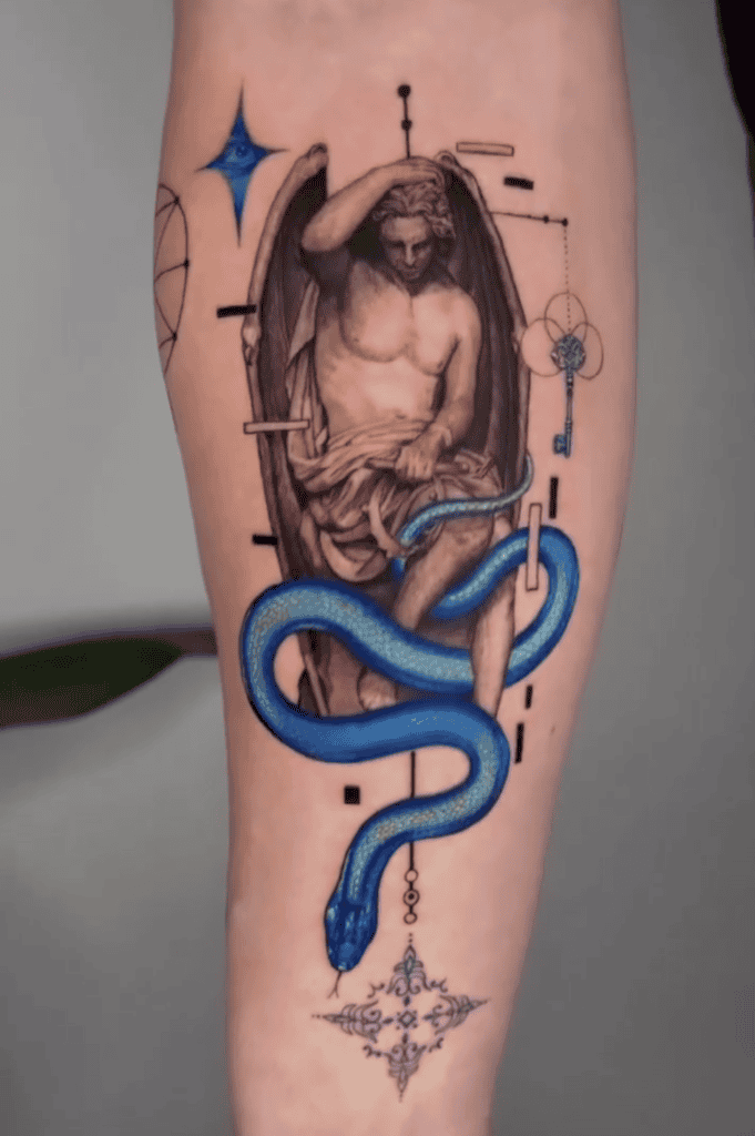 Serpent of Eden Blue Snake Tattoo