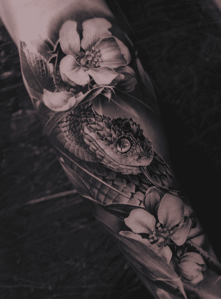 Spiny Brush Viper Snake Tattoo