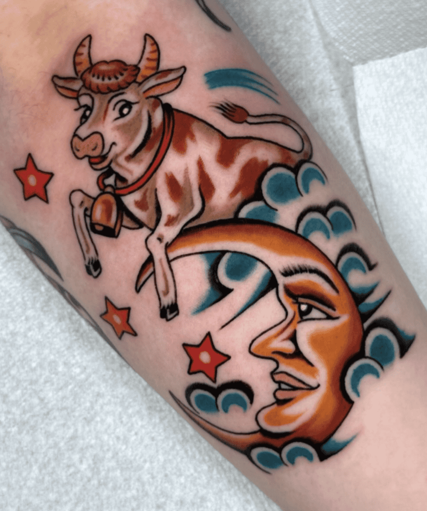 The Cow Jumped Over the Moon Tattoo