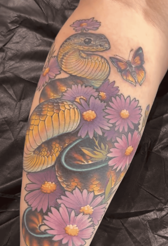 Tiger Snake Flower Tattoo