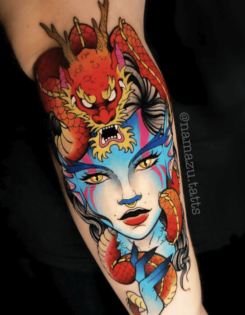 Toyotama-hime Japanese Mythology Tattoo