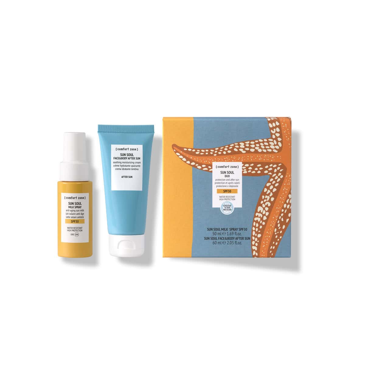 Brightening sun protection duo for radiant skin.