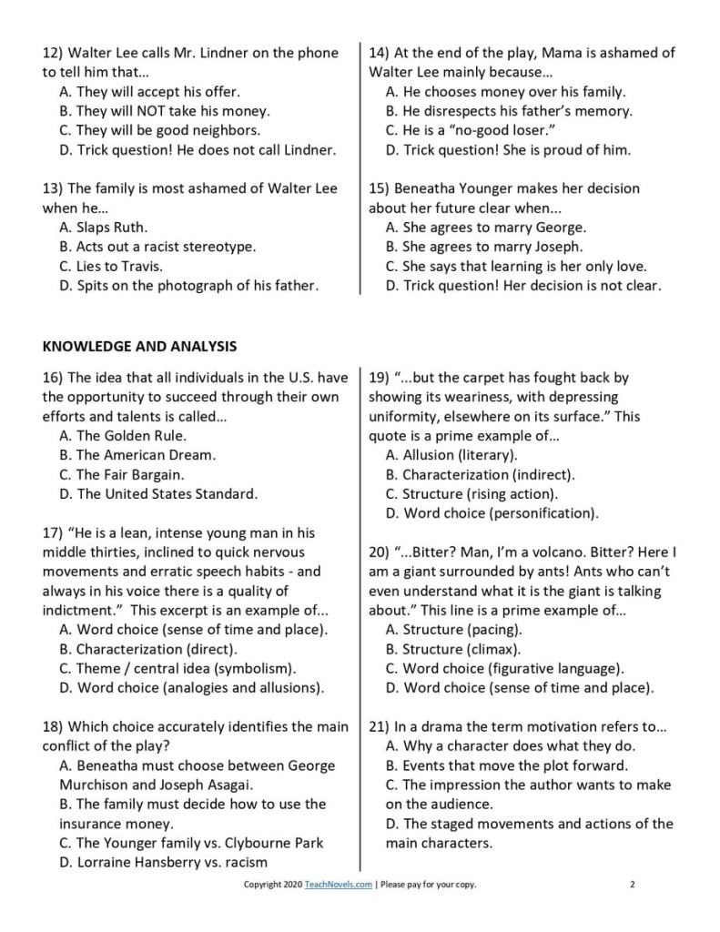 A Raisin in the Sun test page 2