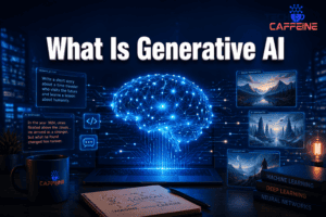 Digital brain with interconnected nodes representing generative AI technology.