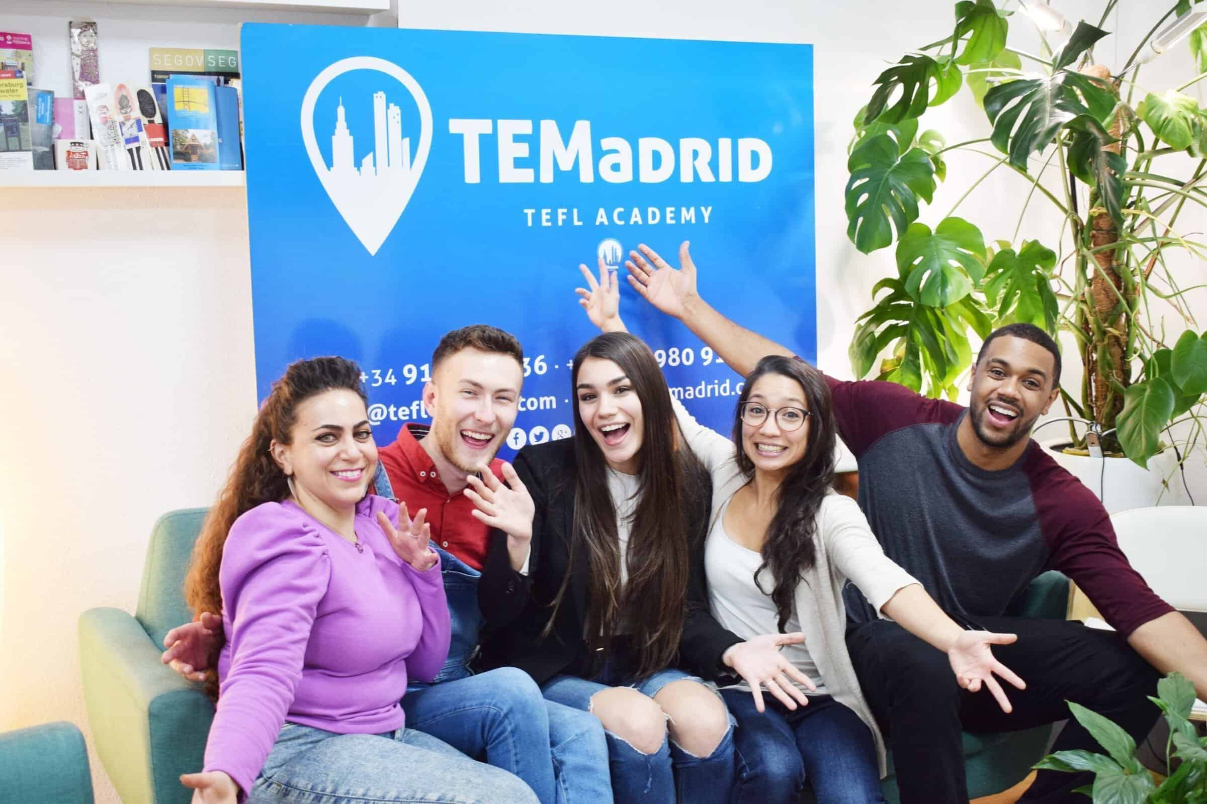 TEFL certification in Madrid for European citizens — trainees teaching in a real classroom