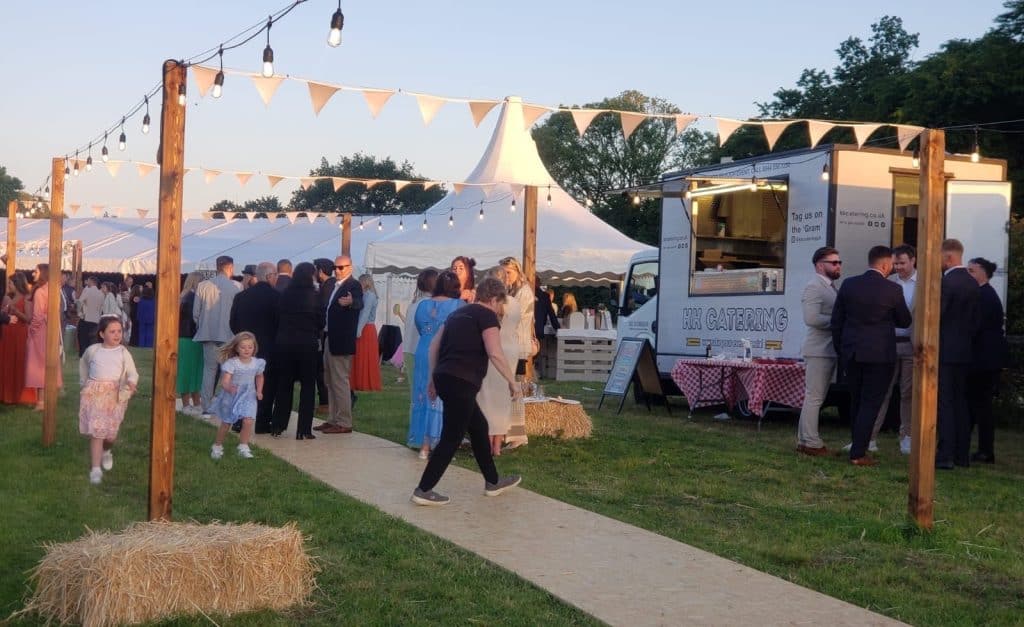 fish and chip van hire at a rustic outdoor wedding