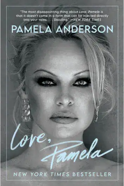 Book cover of Love, Pamela by Pamela Anderson with a close-up of her face.