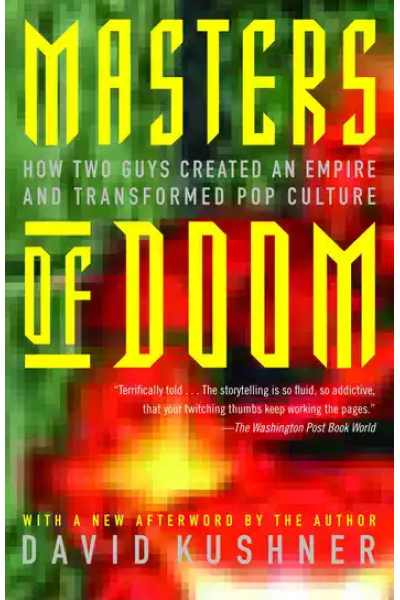 Book cover of Masters of Doom, about video game pioneers John Carmack and John Romero.