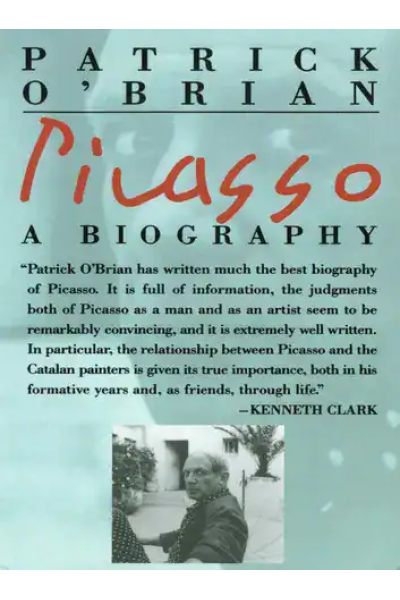 Book cover of Picasso biography by Patrick O'Brien with a photo of Picasso.