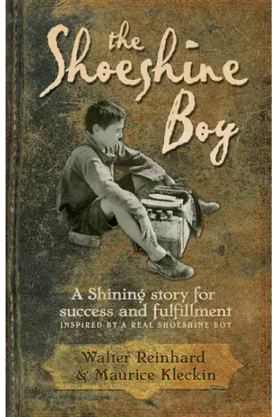 Vintage book cover of The Shoeshine Boy with a boy sitting and reading.