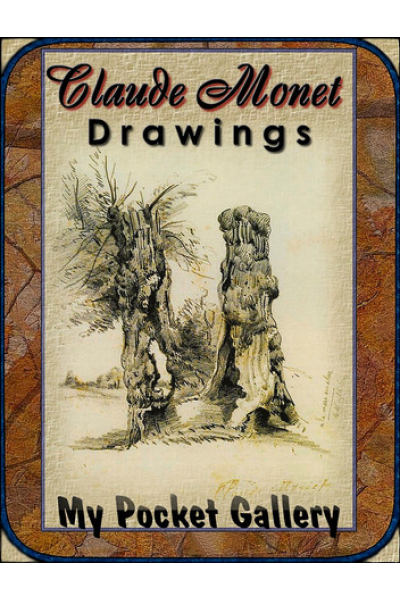 Book cover of Claude Monet Drawings by Daniel Coenn with sketches of trees.