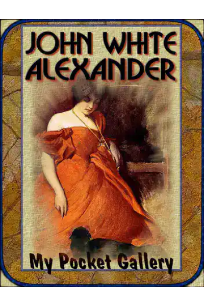 Book cover of John White Alexander's art collection with a woman in an orange dress.
