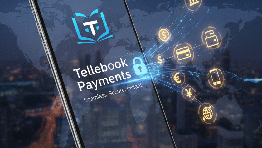 Mobile app screen showing Tellebook Payments for secure eBook transactions.