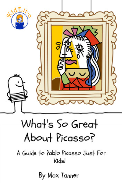 Colorful Picasso-inspired art portrait in a children's book style.
