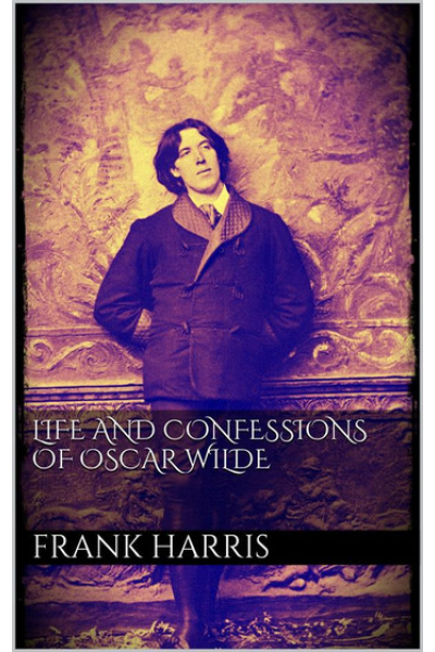 Vintage photo of Oscar Wilde on book cover for Frank Harris biography.