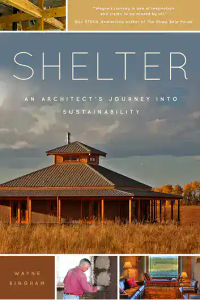 Architectural shelter building with sustainable design elements.
