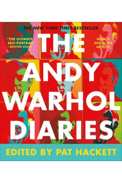 Book cover of The Andy Warhol Diaries with colorful pop art style design.