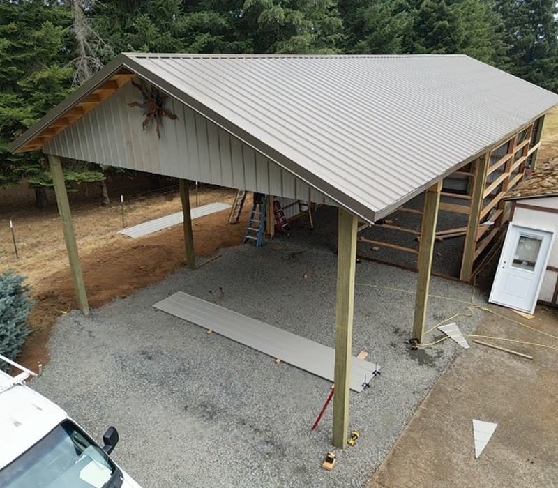 ADU addition with durable metal roofing and structural support.