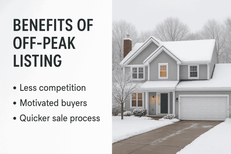 Snowy suburban house in Walnut Creek, CA with a cozy lit porch.
