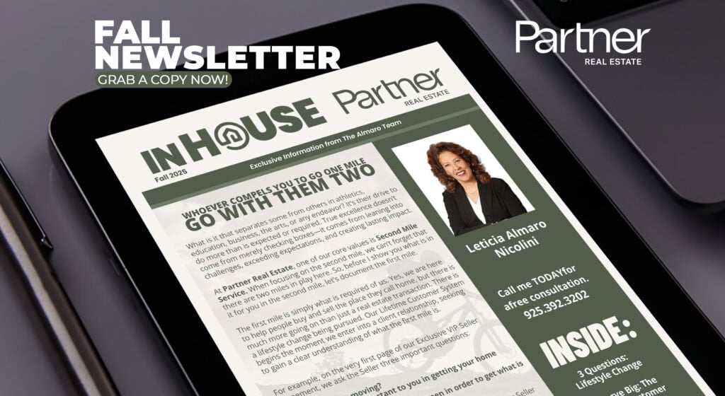 Fall newsletter from The Almaro Team, Walnut Creek CA real estate experts, featuring market insights and agent contacts.