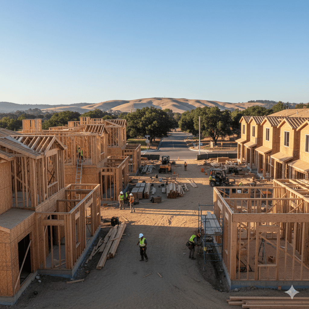 Modern new home construction in progress in Walnut Creek, CA by The Almaro Team.