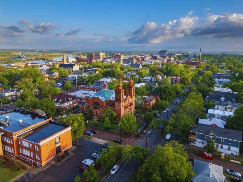 Downtown viewed from above Wilmington, NC