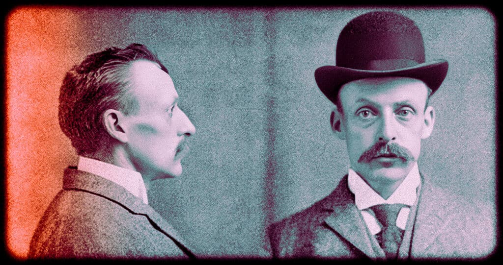 An eerie depiction of two men representing the dark aspects of human nature.