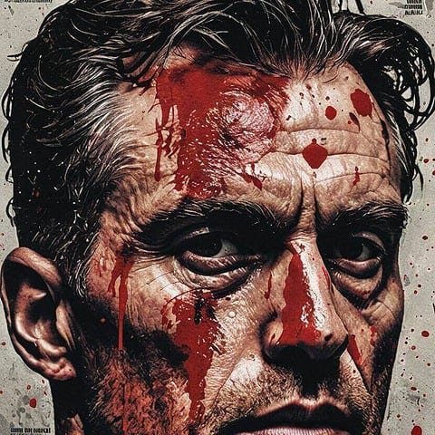 True Crime cover with man's blood-splattered face.