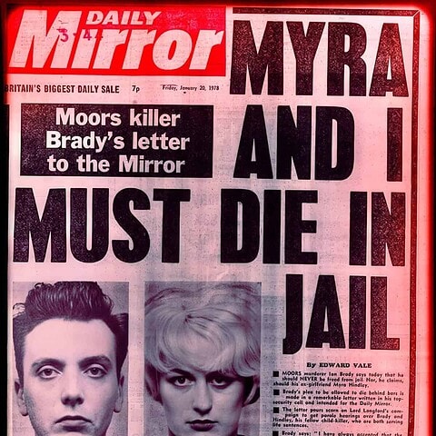 Disturbing crime newspaper cover highlighting murder and violence in the dark side of humanity.