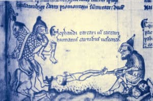 Tartar cannibalism illumination Matthew Paris Chronica Majora