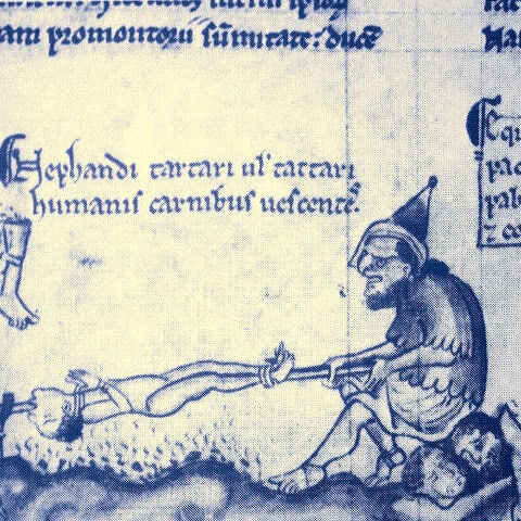 Tartar cannibalism illumination Matthew Paris Chronica Majora