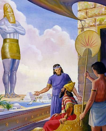 Jesus with followers in front of a giant Sphinx statue, symbolizing divine wisdom and ancient knowle.