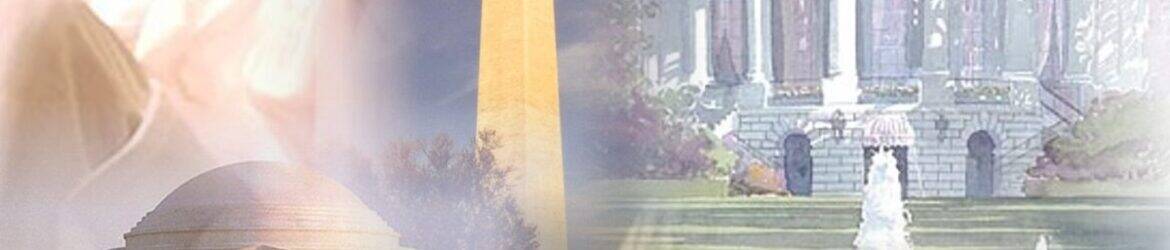 Statue of Abraham Lincoln with Washington Monument and Capitol Building in Washington, D.C.