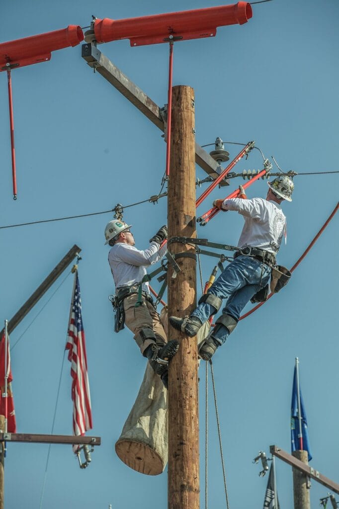 men, workers, power lines, power, energy