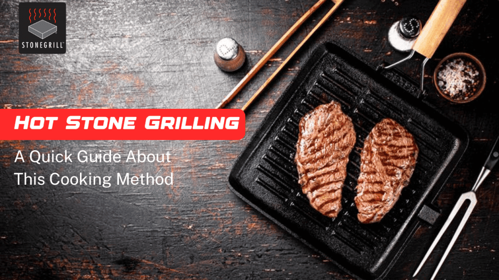 Grilled steaks on hot stone grill at The Flames Galore Restaurant.