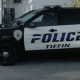 Police vehicle for Tiffin city police department with emergency lights.