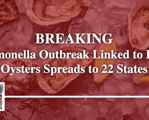 Salmonella outbreak from raw oysters spreads to 22 states, health officials warn.
