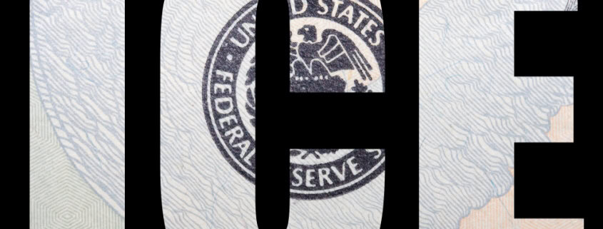 U.S. flag detail on official document, emphasizing government and legal transparency.