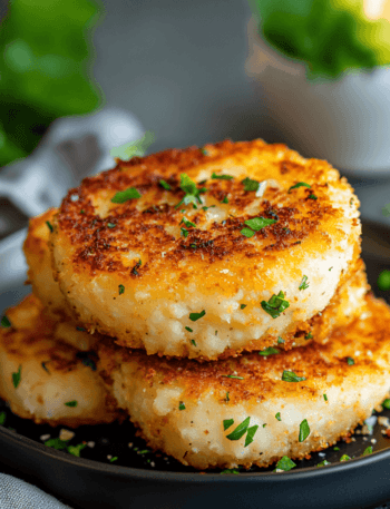 Crispy Air Fryer Mashed Potato Cakes gluten-free with parsley garnish
