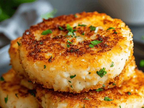 Crispy Air Fryer Mashed Potato Cakes gluten-free with parsley garnish