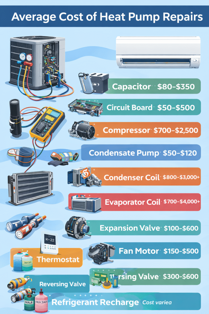 heat pump repair cost, heat repair factors, heat pump service scheduling, heat pump energy efficiency,