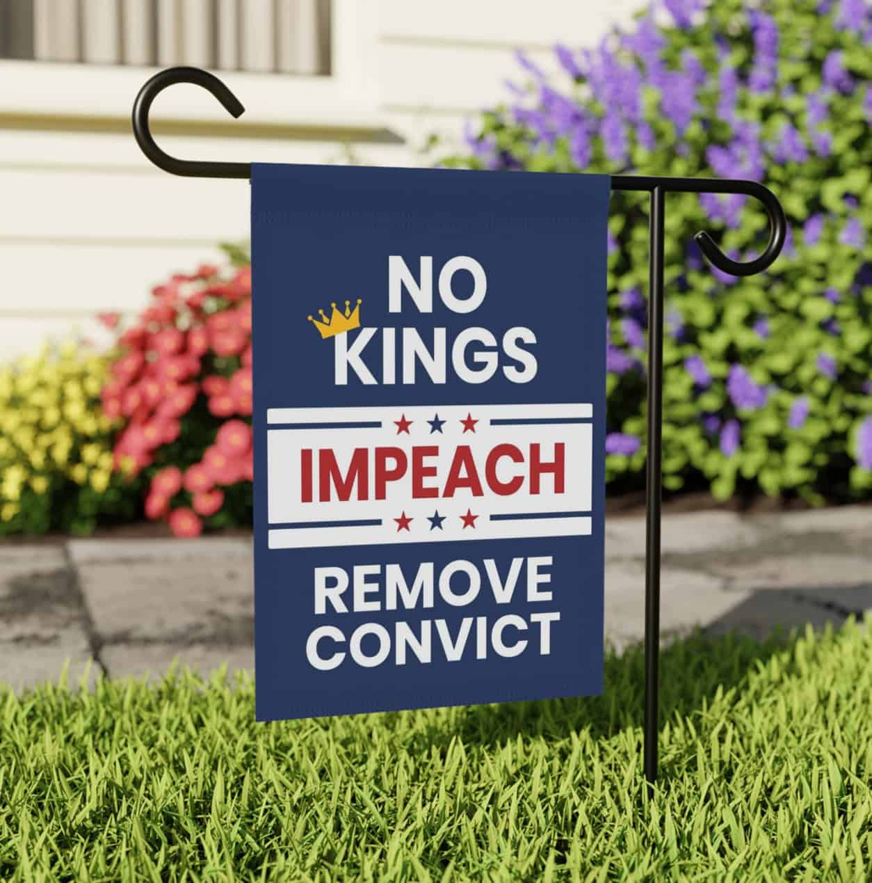 No Kings Impeach Remove Convict Sign, No Kings in America Flag