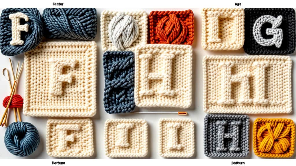 Diverse Styles of Alphabet Square Knitting Patterns