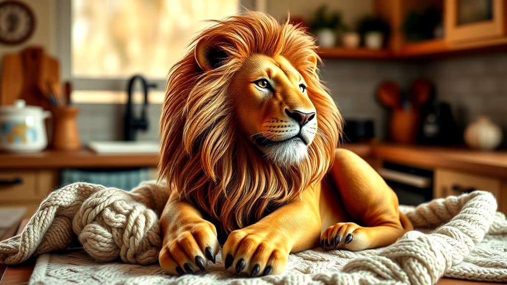 Intricate Lion Washcloth Pattern
