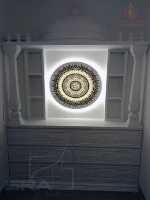 SS Rose Gold Inlay Mandir for Home