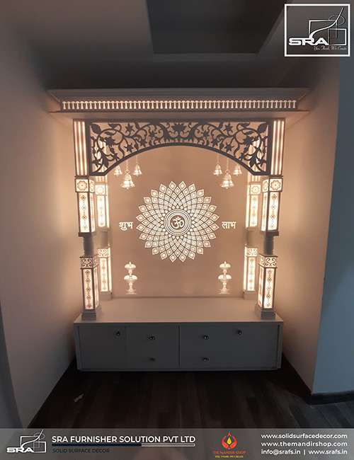 Aesthetic Four Pillar Corian Temple Design