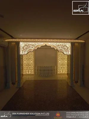 Corian Mandir With Lotus Flower