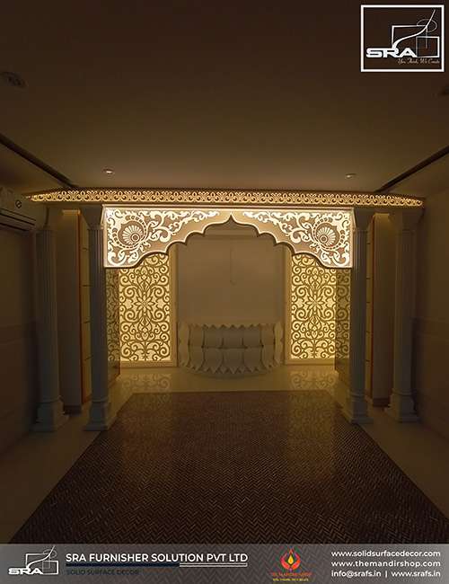 Corian Mandir With Lotus Flower