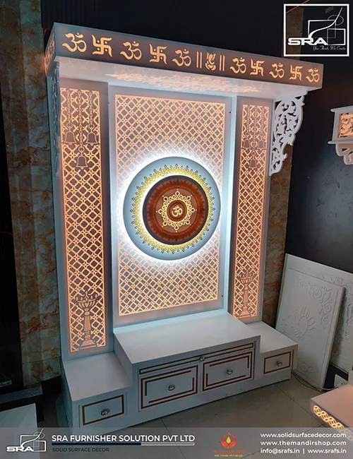 Corian Mandir With Resin Inlay