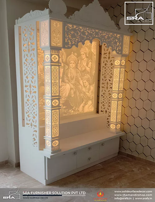 Corian Temple Back With Lord Ram Darbar For Home